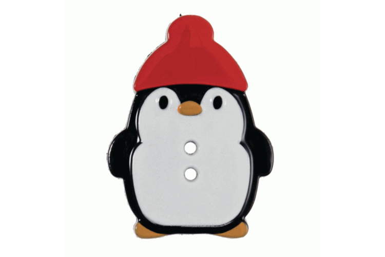 Novelty Christmas Penguin, 19mm 2 Hole Button