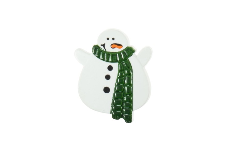 Novelty Christmas Snowman, 24mm Shank Button Green