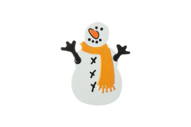 Novelty Christmas Snowman, 27mm Shank Button Orange