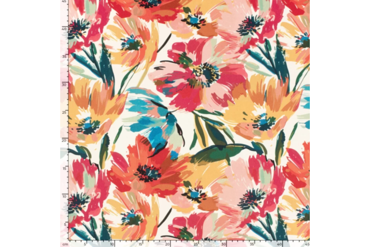 Panama Digital Canvas Abstract Flowers 100% Cotton 140cm
