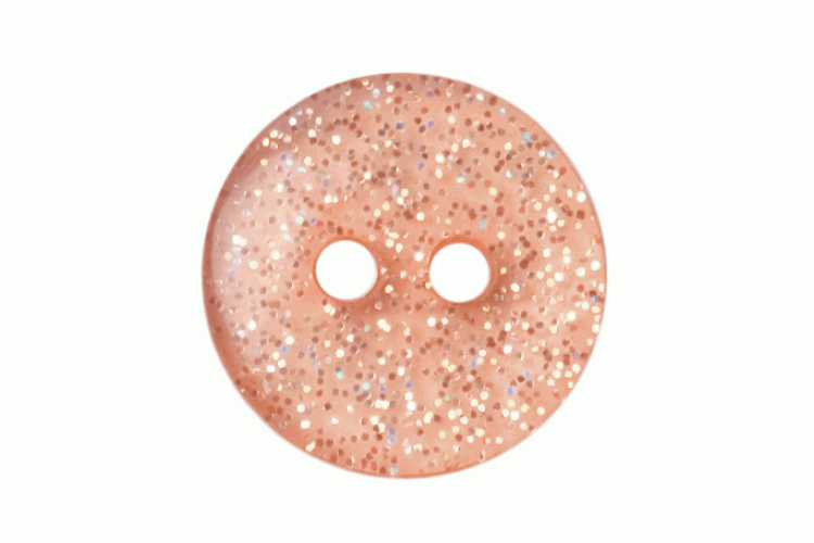 Peach Glitter, 13mm Resin 2 Hole Button