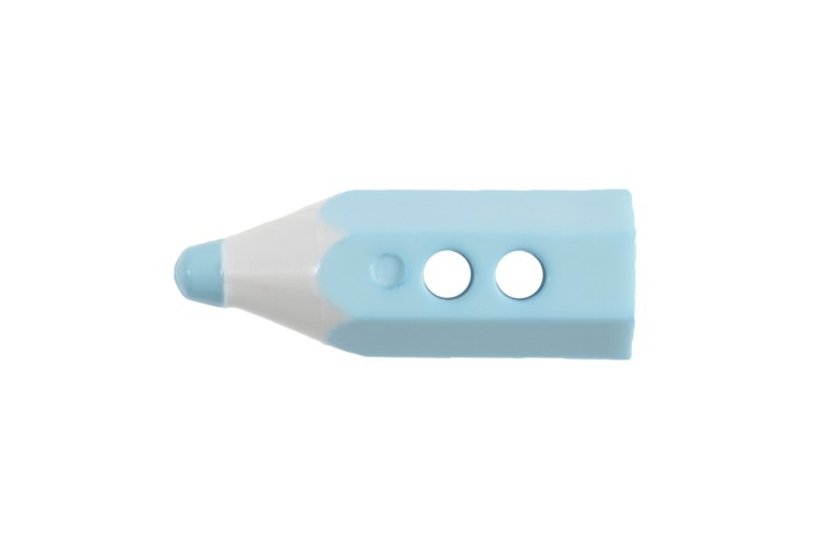 Pencil Button, 2 Hole:,19mm, Light Blue