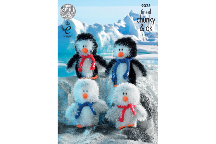 Penguins Knitted with Tinsel Chunky & Dollymix DK - 9025