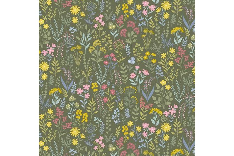 Petite Fleur by Makower UK - Meadow – Green 112cm Wide 100% Cotton