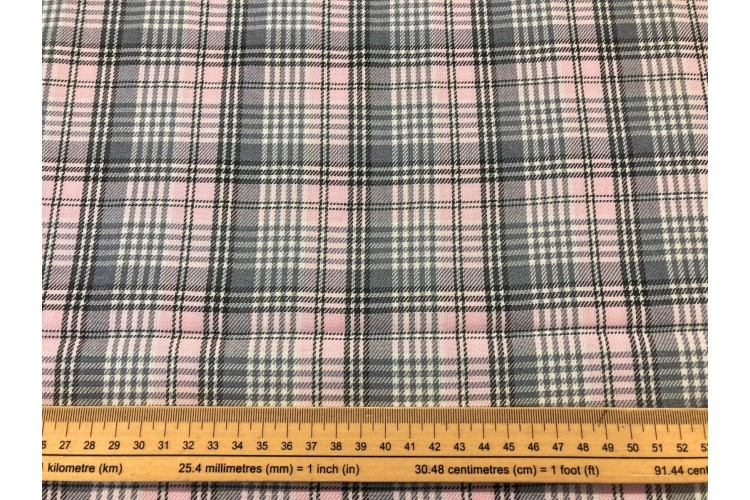 Pink and Check Tartan 65% Polyester 35% Viscose 148cm Wide