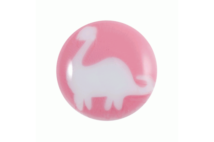 Pink with White Dinosaur Design Resin, 15mm Shank Button