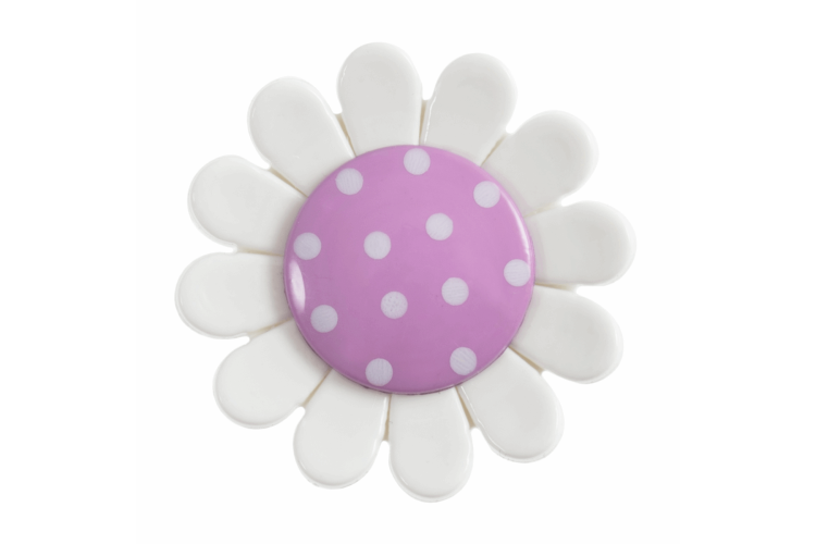 Polka Dot Daisy Button: Shank: 22mm: Purple