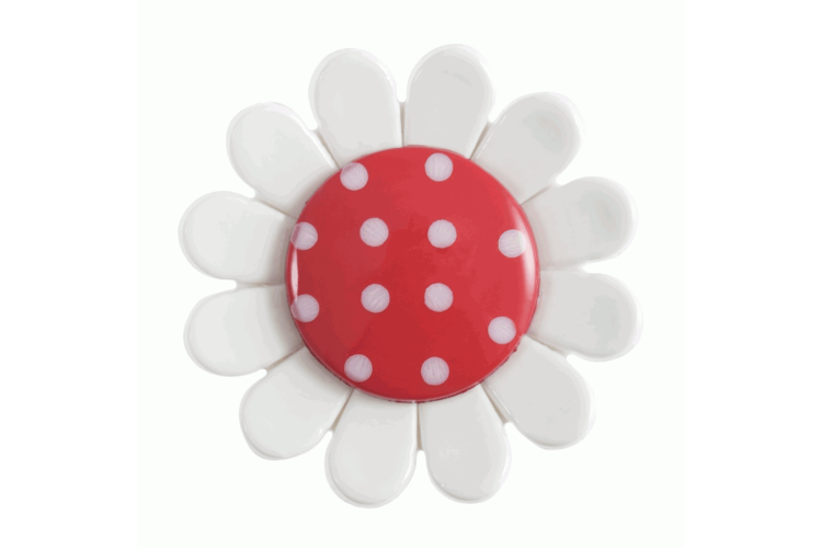 Polka Dot Daisy Button: Shank: 22mm: Red