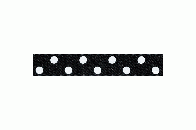 Polka Dot Ribbon 15mm, Black