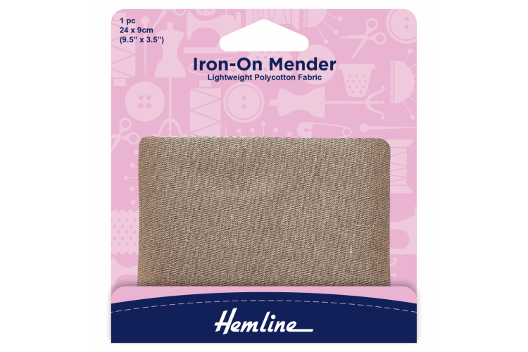 Iron on Mender Polycotton Patch, Fawn - 24 x 9cm - 1 Sheet