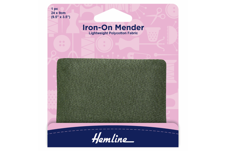 Iron on Mender Polycotton Patch, Khaki - 24 x 9cm - 1 Sheet