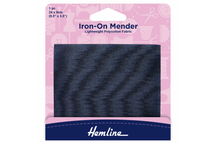 Iron on Mender Polycotton Patch, Navy - 24 x 9cm - 1 Sheet