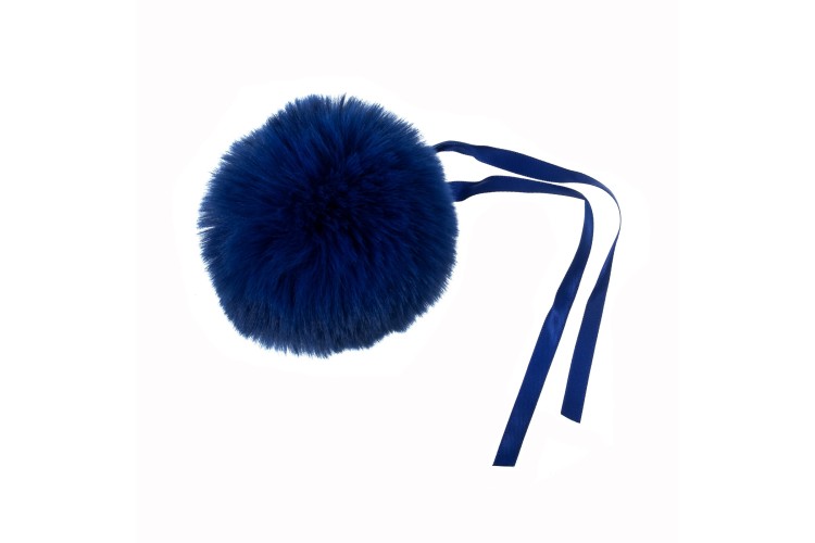 Pom Pom Faux Fur 11cm Blue