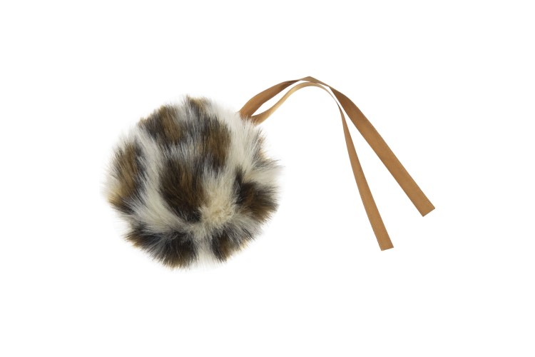Pom Pom Faux Fur 11cm Natural with spots