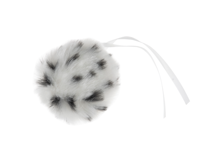 Pom Pom Faux Fur 11cm White with spots