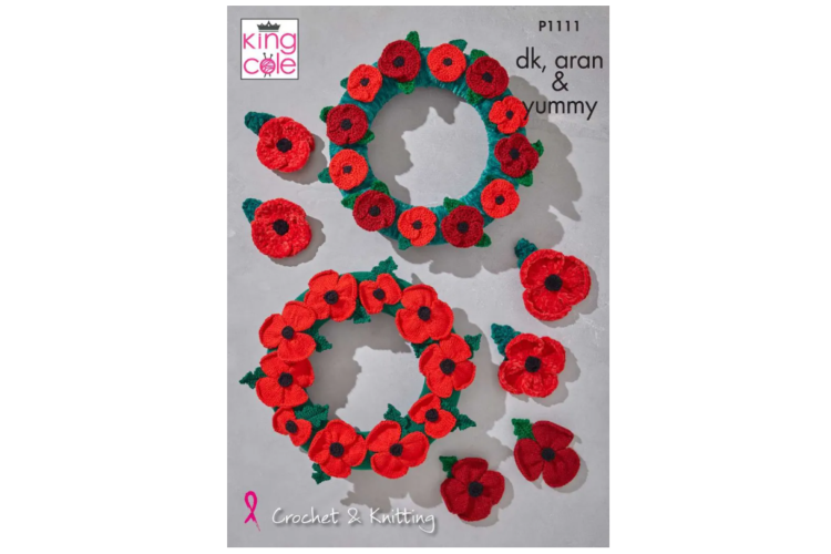 Poppies Knitted/Crochet in Various Yarns by King Cole - P1111