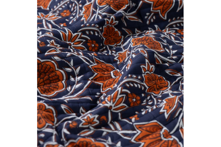 Pre Quilted Print Stripe Flowers 100% Cotton 140cm