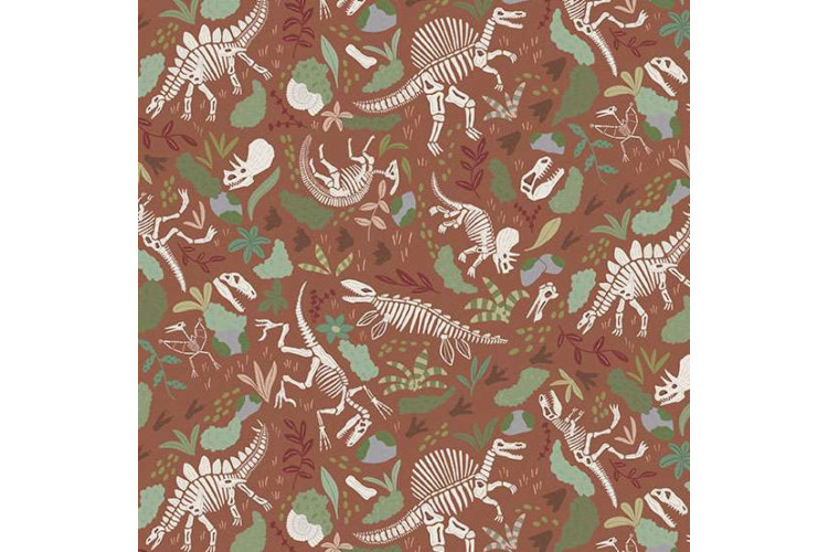 Prehistoric by Makower UK - Fossils – Brown 112cm Wide 100% Cotton