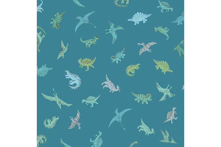 Prehistoric by Makower UK - Pals – Blue 112cm Wide 100% Cotton