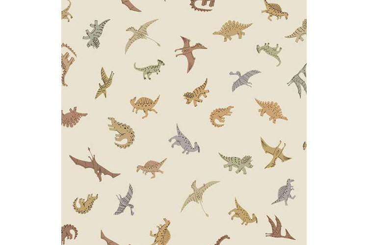 Prehistoric by Makower UK - Pals – Cream 112cm Wide 100% Cotton