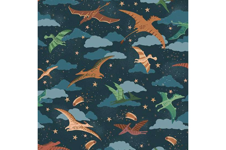 Prehistoric by Makower UK - Soar – Dark Blue 112cm Wide 100% Cotton