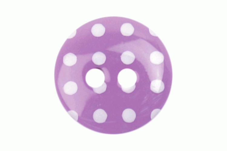 Purple Resin, 15mm White Spot 2 Hole Button