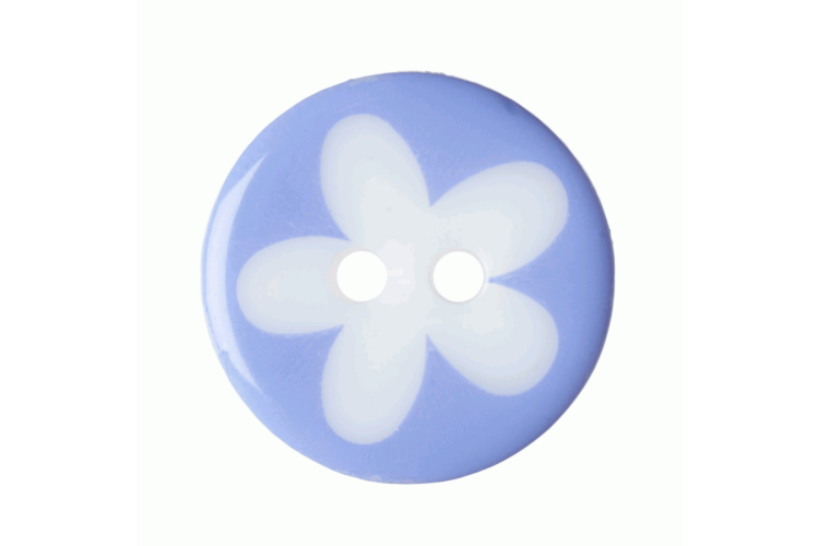Purple with White Flower Design, 13mm 2 Hole Button
