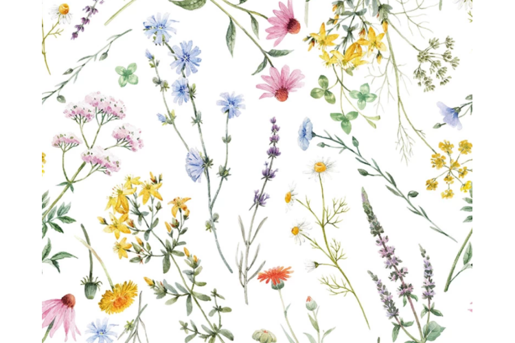 PVC Coated Tablecloth -  Flowers -  70% PVC, 30% Polyester 140cm