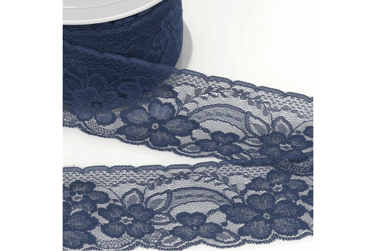 Rachel Lace Trim 70mm Navy Blue