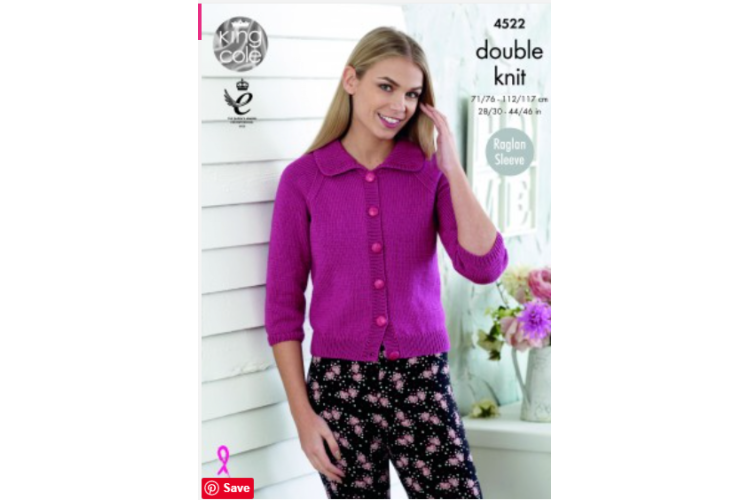 Raglan Cardigans Knitted with Smooth DK - 4522