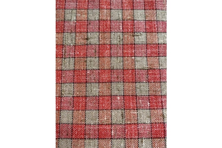 Red/Beige Linen Gingham - medium