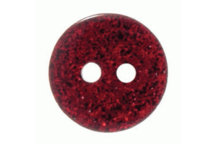 Red Glitter Resin, 12mm 2 Hole Button