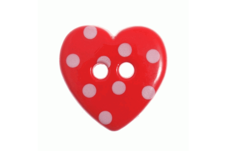 Red Heart Resin, 15mm White Polka Dot 2 Hole Button