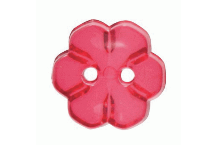Red Transparent Flower Resin, 12mm 2 Hole Button