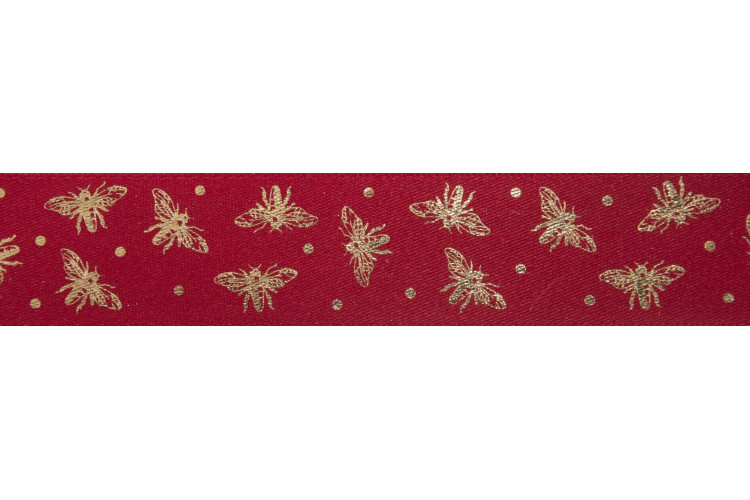 Ribbon: Sparkle Bee: 25mm: Red and Gold
