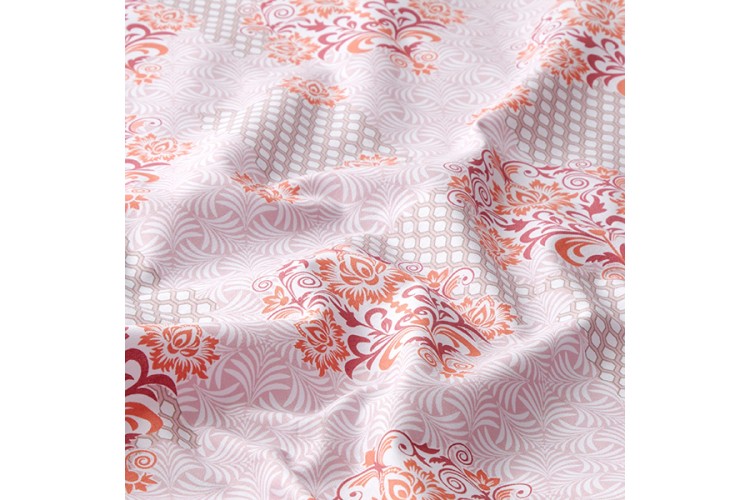 Ring a Roses Pink and Orange Design 100% Cotton 150cm Wide