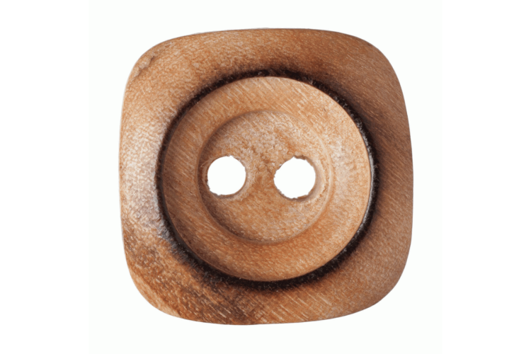 Rounded Edge Square Wooden 18mm Button