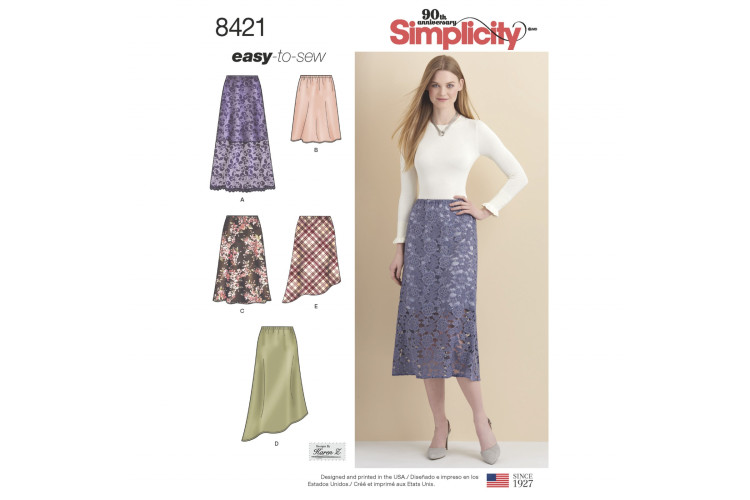 S 8421 Misses' Skirts in Three lengths with Hem Variations