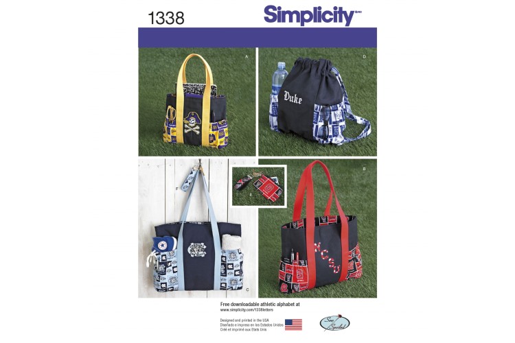 S1338 Tote Bags in Three Sizes, Backpack and Coin Purse