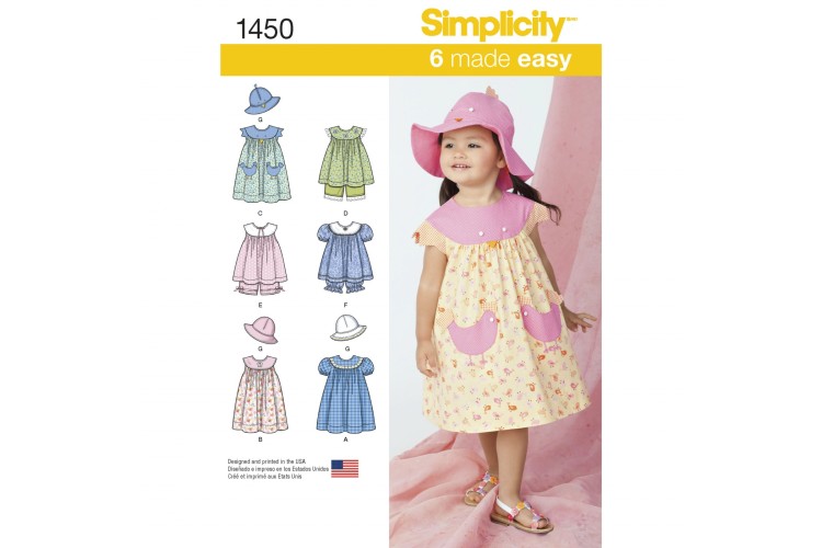 S1450 Toddlers' Dress, Top, Panties and Hat