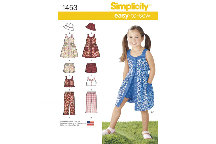 S1453 Child's Dress, Top, Trousers or Shorts and Hat