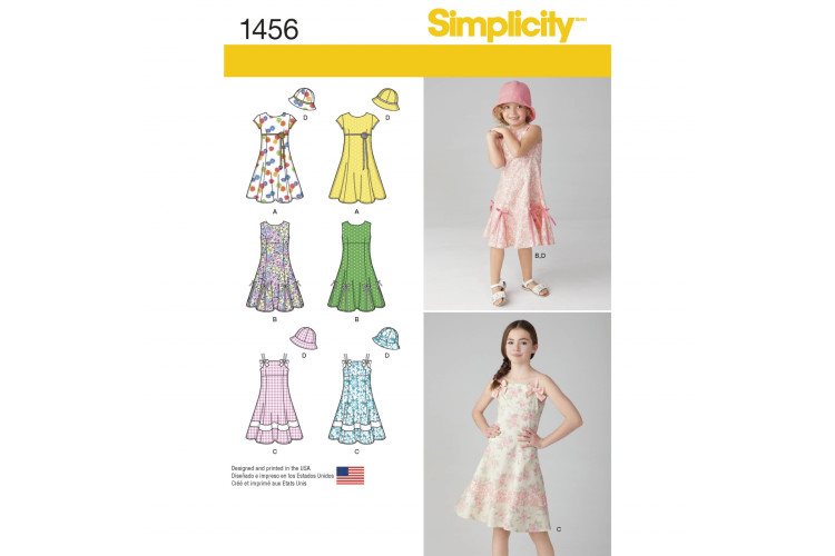 S1456 Child's and Girls' Dress with Bodice Variations and Hat