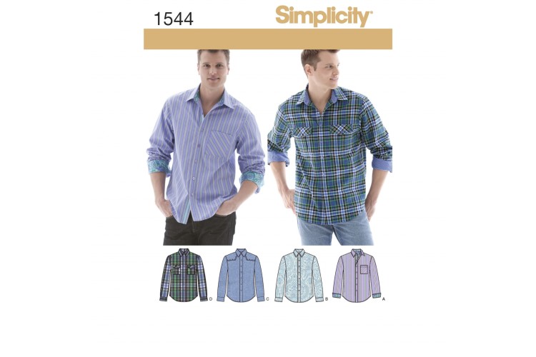 S1544 Men's Shirt with Fabric Variations
