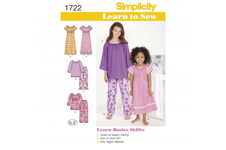 S1722 Learn to Sew Child's and Girl's Loungewear