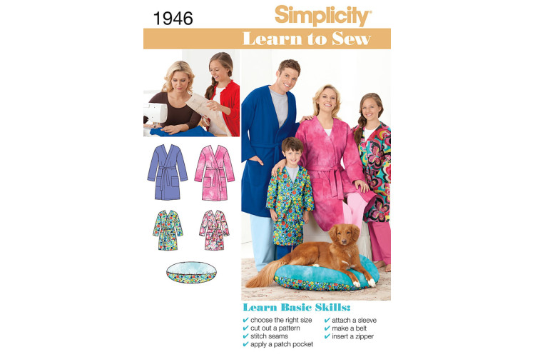 S1946 Learn to Sew Child's Teen's & Adults' Robe