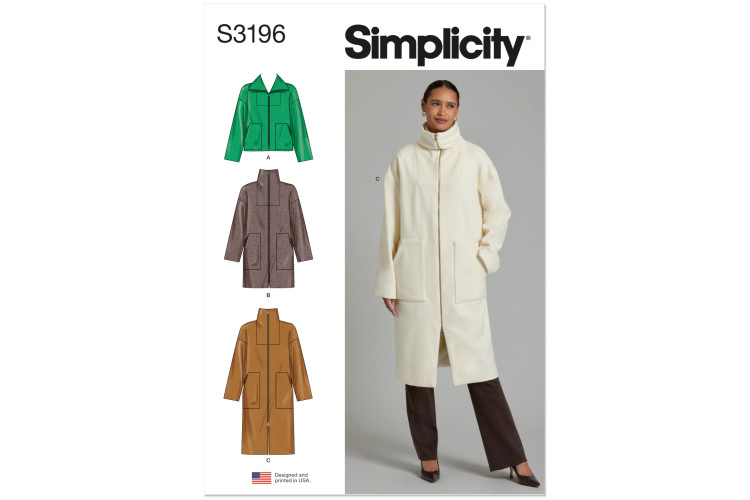 S3196 - Simplicity Sewing Pattern - Misses Jacket / Coat