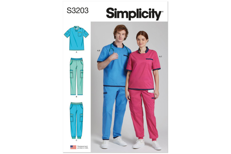 S3203 - Simplicity Sewing Pattern - Unisex Scrubs