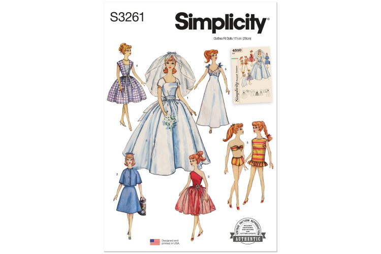 S3261 - Simplicity Sewing Pattern - Doll Clothes