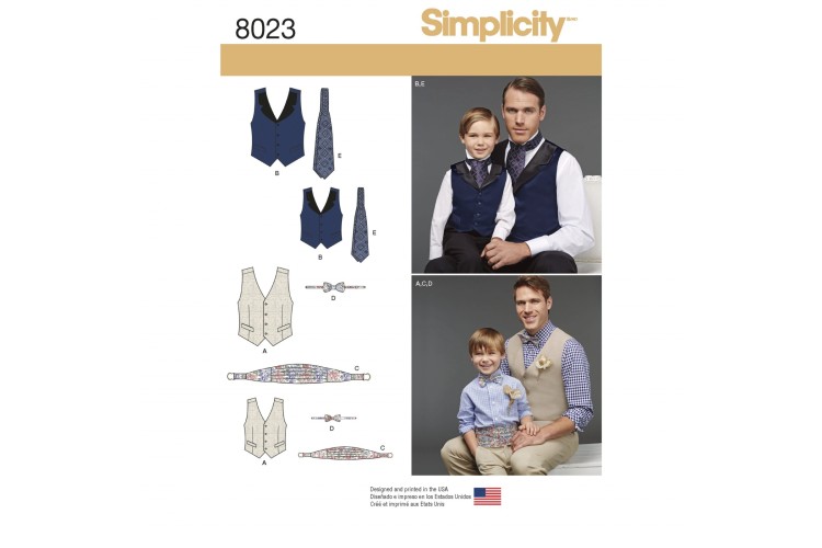 S8023 Boys' and Men's Vest, Bow-tie, Cummerbund and Ascot