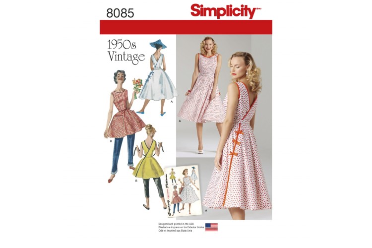 S8085 Misses' Vintage 1950's Wrap Dress in Two Lengths